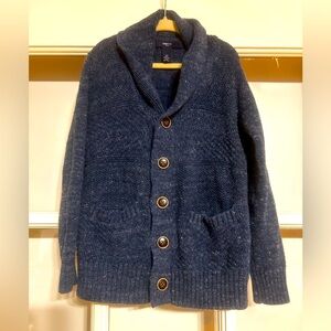 🇺🇸 EUC Kid’s GAP Blue Shawl Collar “Grandpa” Sweater Size S 6-7